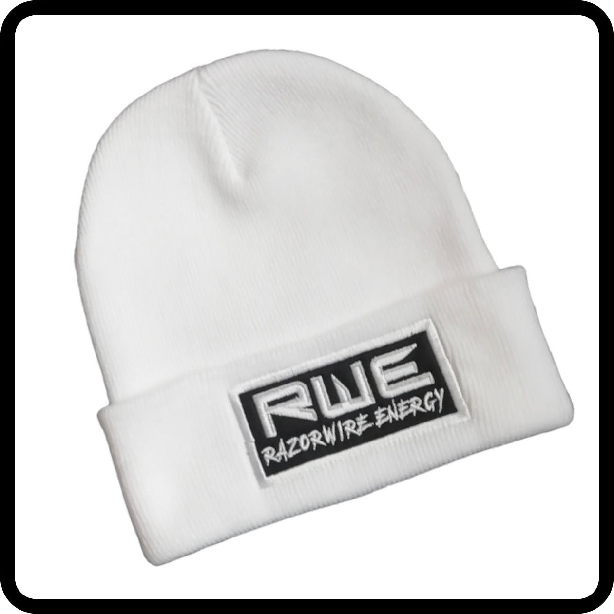 RETRO BRAND CUFFED CLASSIC BEANIE WHITE