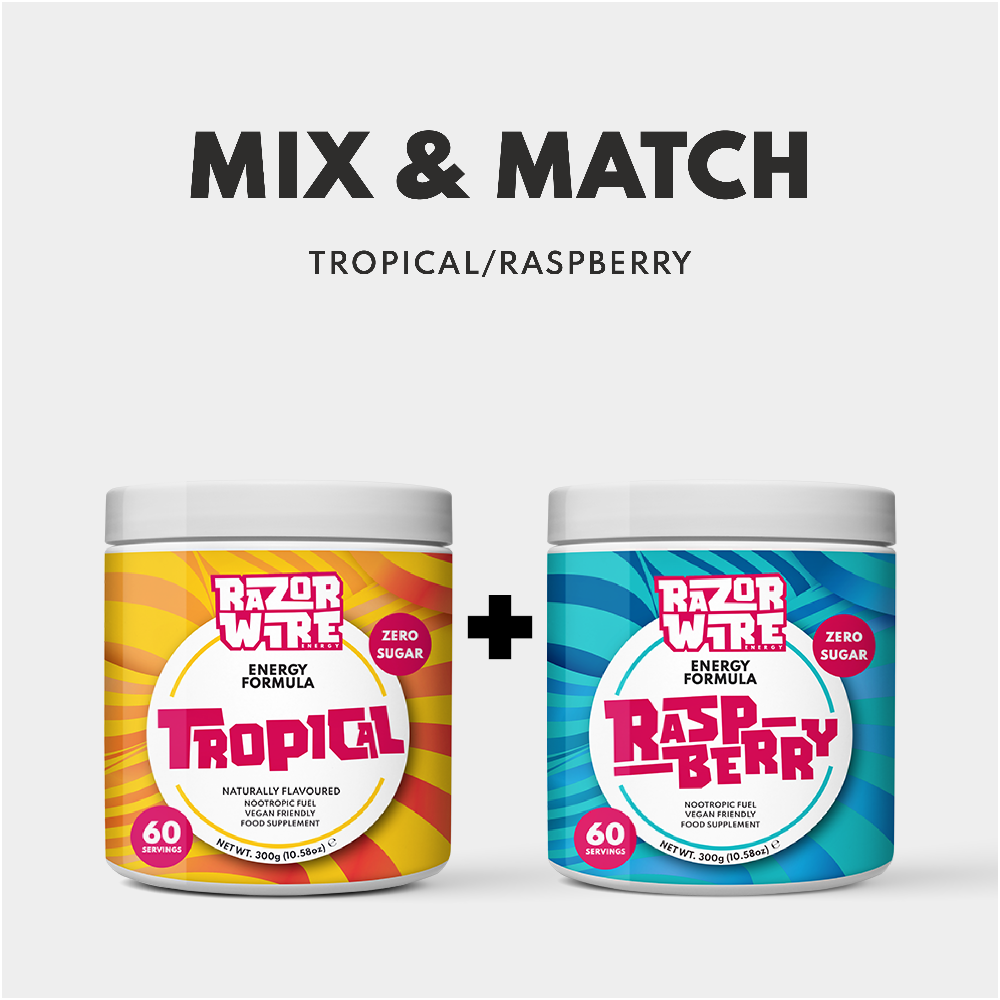 Tropical and Raspberry Naturally Flavoured Energy Drink Formula - Gaming Energy Drink