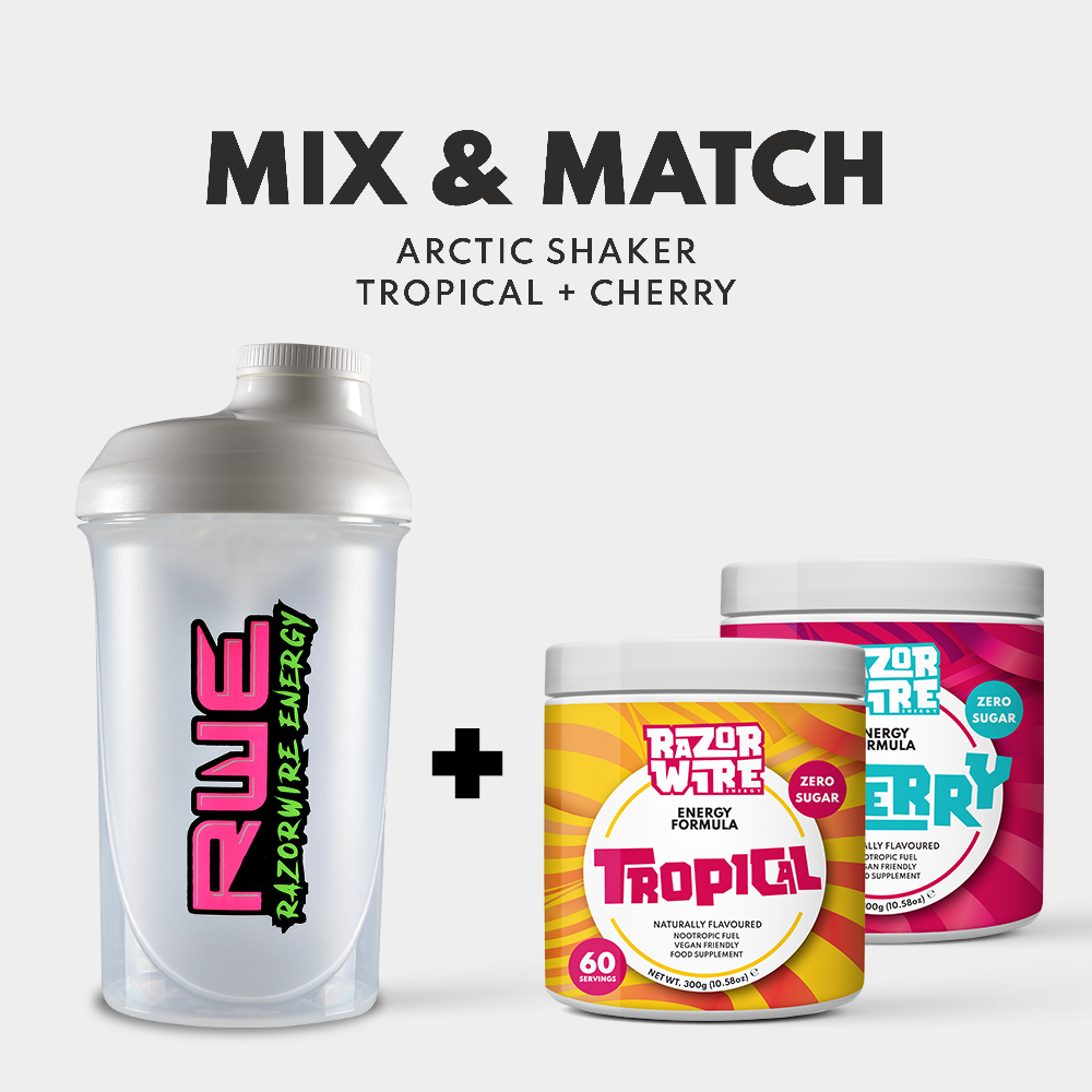Arctic Shaker Tropical and Cherry Naturally Flavoured Energy Drink Formula - Gaming Energy Drink