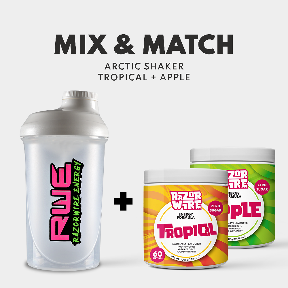 Arctic Shaker Tropical and Apple Naturally Flavoured Energy Drink Formula - Gaming Energy Drink
